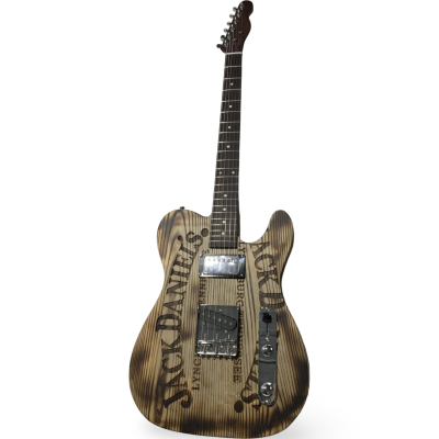 Custom Regent Barrel Top Jack Daniels Sandblasted Natural Oak Electric Guitar - Image 4