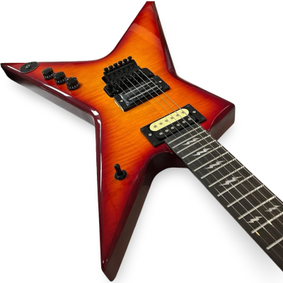 Custom Aurelius Stealth Flying V Floyd Rose Tremolo Dimebag 2 Tone Cherry Sunburst Guitar - Image 9