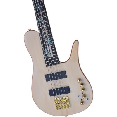 Custom Solis Imperial Single Cutaway Elite Bona Natural Abalone Flower Fretboard Inlay Body 5 String Bass