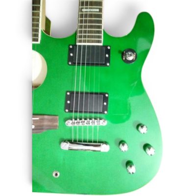 Custom Cinder Striker AX 404C Double Neck Translucent Green 6 and 6 String Acoustic 4 Band EQ Guitar - Image 5