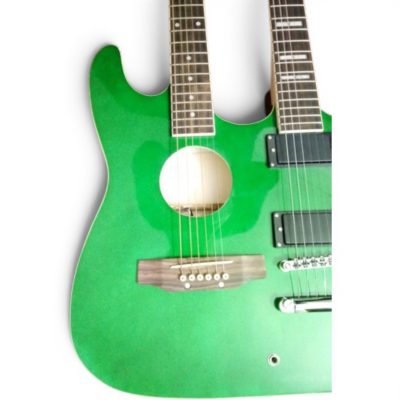 Custom Cinder Striker AX 404C Double Neck Translucent Green 6 and 6 String Acoustic 4 Band EQ Guitar - Image 6
