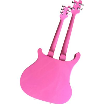 Custom Nova 4080 Geddy Lee Double Neck Pink 4 String Bass 6 String Guitar Black Pickguard - Image 4