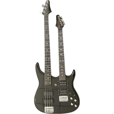 Custom Regent Black Ebony Finish Double Neck Guitar 4 String Bass 6 String Guitar - Image 4