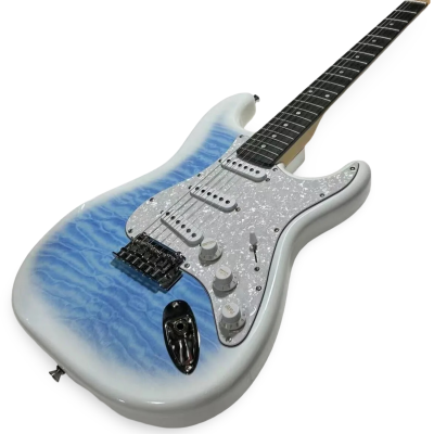 Custom Regent MIJ Hybrid Quilted Maple Top Jimi Larimar Blue Guitar - Image 7