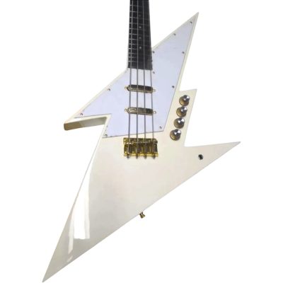 Custom Tempest Lightning Bolt Body Shape 4 String Bass Dimebag 23 Frets Cream Finish