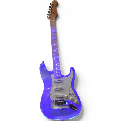Custom Regent Plexiglass Acrylic Lucite Integrated Blue LED Illumination Guitar - Image 2