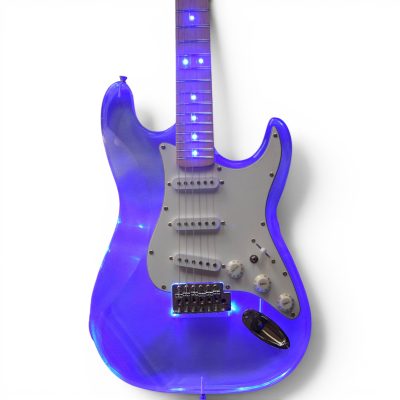 Custom Regent Plexiglass Acrylic Lucite Integrated Blue LED Illumination Guitar