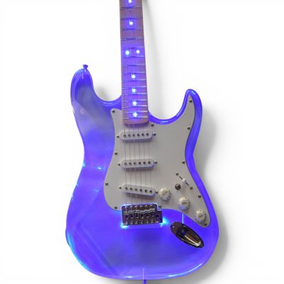 Custom Regent Plexiglass Acrylic Lucite Integrated Blue LED Illumination Guitar - Image 5
