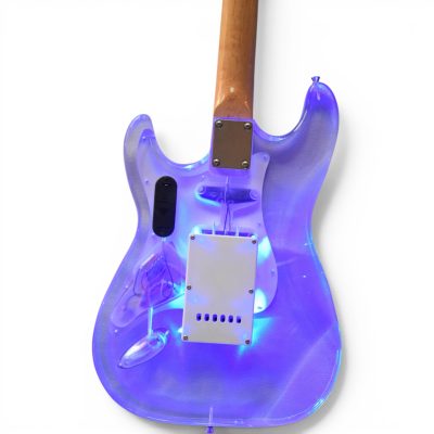 Custom Regent Plexiglass Acrylic Lucite Integrated Blue LED Illumination Guitar - Image 9
