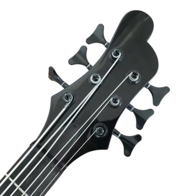 Custom Onyx Patriot Translucent Jeans Black Grey Burst Flame Maple 6 String Bass - Image 6
