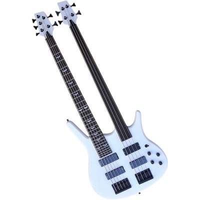 Custom Axis Double Neck Hybrid Sound Gear White 5 String And 4 String Bass - Image 9
