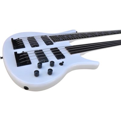 Custom Axis Double Neck Hybrid Sound Gear White 5 String And 4 String Bass - Image 5