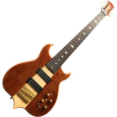 Custom Cylinder Series  Mark King Flamed Maple Top Translucent Win Red 6 String Bass - Image 9