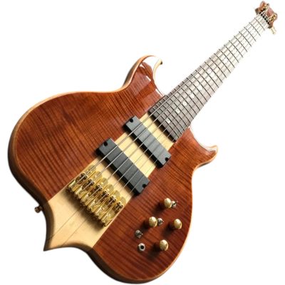 Custom Cylinder Series  Mark King Flamed Maple Top Translucent Win Red 6 String Bass