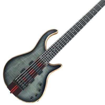 Custom Onyx Patriot Translucent Jeans Black Grey Burst Flame Maple 6 String Bass - Image 2