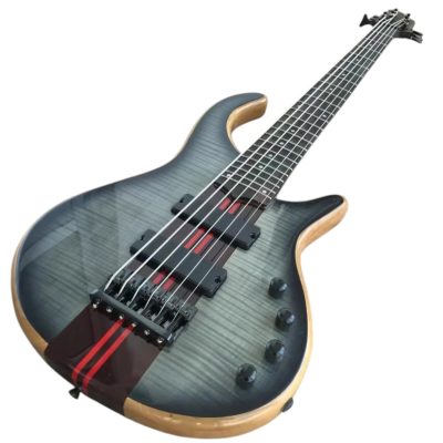 Custom Onyx Patriot Translucent Jeans Black Grey Burst Flame Maple 6 String Bass