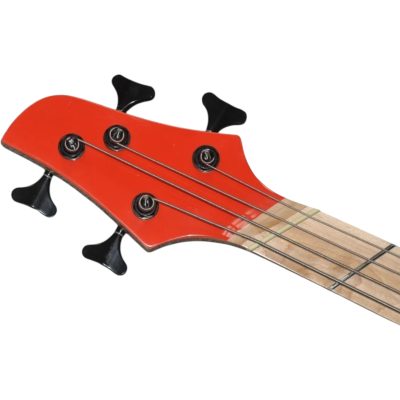Custom Ironroot Combustion Fiesta Red Gloss Multi Scale Fanned Frets 4 String Bass 3 Pickups - Image 4