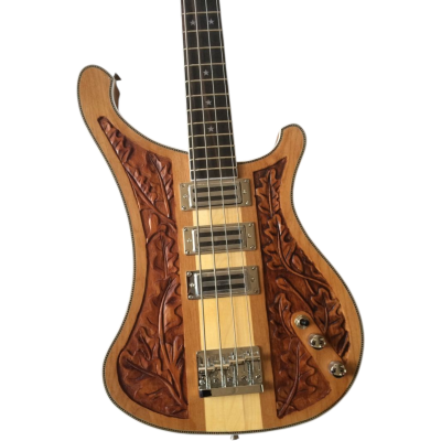 Custom Nova Lemmy Kilmister 4004 Alder Wood Natural Hand Carved Oak Leaf 4 String Bass