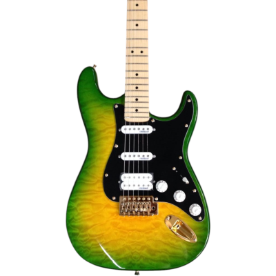 Custom Regent Green Yellow Burst Quilted Maple Top Electric Guitar