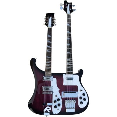 Custom Nova 4080 Purpleglo Geddy Lee Double Neck Black 4 String Bass 12 String Guitar - Image 5