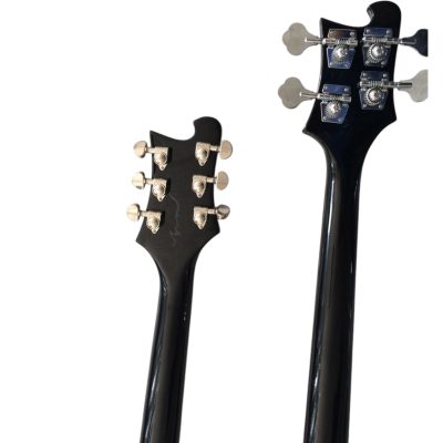 Custom Nova 4080 Geddy Lee Double Neck Jetglo Black 4 String Bass 6 String Guitar - Image 5