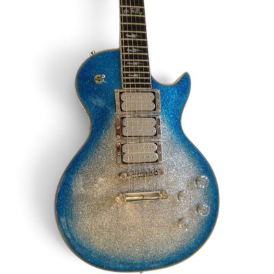 Custom Crown Ace Frehley Budokan Robot Blue Silver Sparkle Dust Electric Guitar