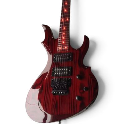 Custom Obsidian Flame Burner Red 460 LED Fretboard Guitar - Image 2