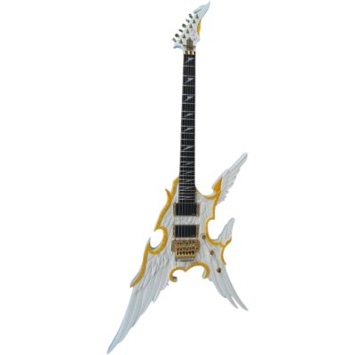 Custom Obsidian Hand Painted Angel White Alfee Engraved Electric Guitar