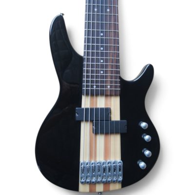 Custom Olivine Black Natural Center Stripe 2 Pickups 8 String Bass