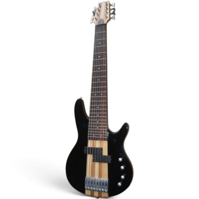 Custom Olivine Black Natural Center Stripe 2 Pickups 8 String Bass - Image 4