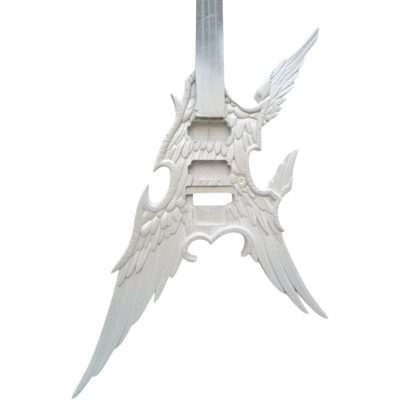 Custom Obsidian Hand Painted Angel White Alfee Engraved Electric Guitar - Image 8