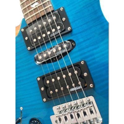 Custom Monarch Santana Blue Flamed Maple Top Guitar Left Handed - Image 3