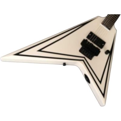 Custom Race Randy Flying V Snow White With Black Bevels RR24 Guitar Floyd Rose Tremolo Active Pickups