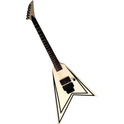 Custom Race Randy Flying V Snow White With Black Bevels RR24 Guitar Floyd Rose Tremolo Active Pickups - Image 5