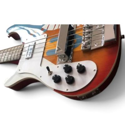 Custom Nova 4003 Psychedelic Paul McCartney Fireglo 4 String Bass Left Handed - Image 4