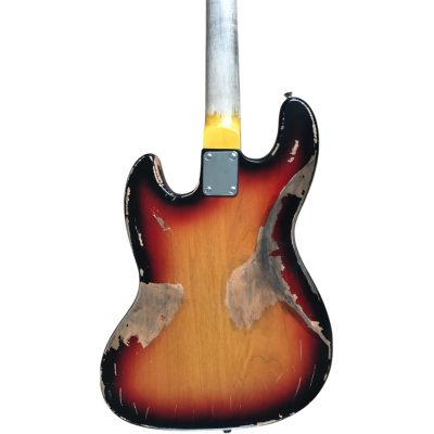 Custom Regent Jaco Pastorius Relic Aged Tobacco Sunburst 4 String Jazz Bass No Frets No Pickguard - Image 3
