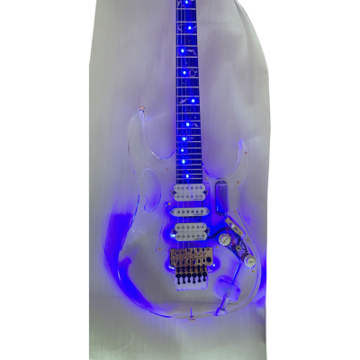 Custom Axis Plexiglass Acrylic Blue LED Jem Guitar Floyd Rose Tremolo Seymour Duncan JB Sustainiac Stealth Pro Kit Option - Image 5