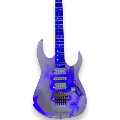 Custom Axis Plexiglass Acrylic Blue LED Jem Guitar Floyd Rose Tremolo Seymour Duncan JB Sustainiac Stealth Pro Kit Option