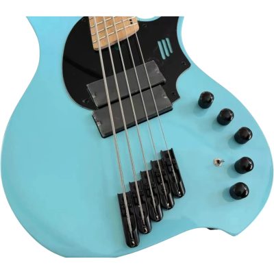 Custom Ironroot Combustion Cyan Teal Multi Scale Fanned Frets 5 String Bass