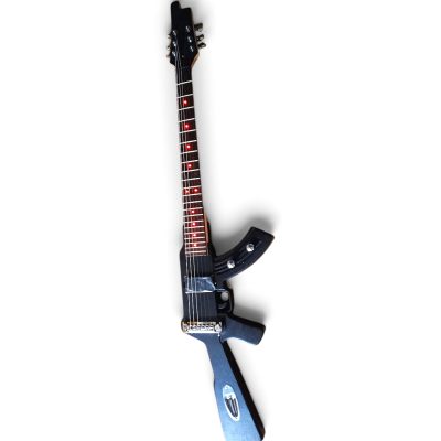 Custom Novelty Sculpted Body Design Electric Guitar Matte Black LED Fretboard Inlay - Image 5