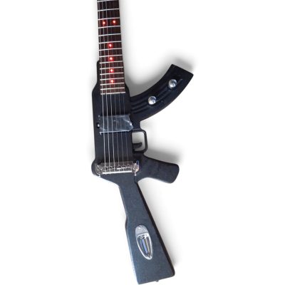 Custom Novelty Sculpted Body Design Electric Guitar Matte Black LED Fretboard Inlay - Image 4