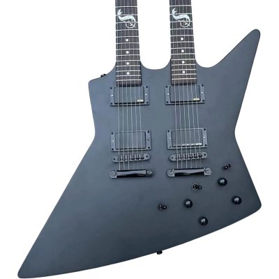 Custom Obsidian James Hetfield MX250 Matte Black Double Neck Guitar 6 String 6 String