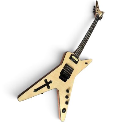 Custom Tempest Natural Maple Razorback Finish Flying V Floyd Rose Tremolo Dimebag Darrell Guitar - Image 2