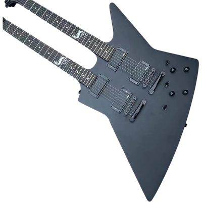 Custom Obsidian James Hetfield MX250 Matte Black Double Neck Guitar 6 String 6 String - Image 5