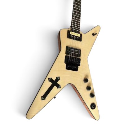 Custom Tempest Natural Maple Razorback Finish Flying V Floyd Rose Tremolo Dimebag Darrell Guitar