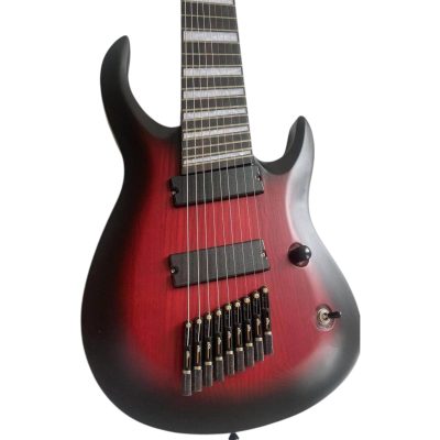 Custom Monolith Lucas Multi Scale Fanned Frets Headless Ghost Midnight Wine 9 String Guitar