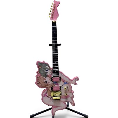 Custom Obsidian Beautiful Girls Twin Anime Graphic Burst Hot Pink 6 String Electric Guitar Floyd Rose Tremolo - Image 4