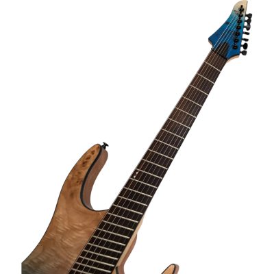 Custom Ironroot HB Trans Blue Poplar Burl Top Multi Scale Fanned Frets 7 String Bass 25.5-27 Inch - Image 7