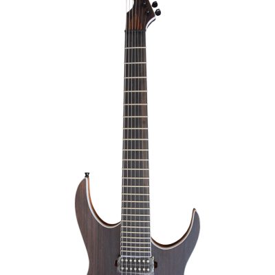 Custom Topaz Black Machine Rosewood Finish 7 String Guitar - Image 6