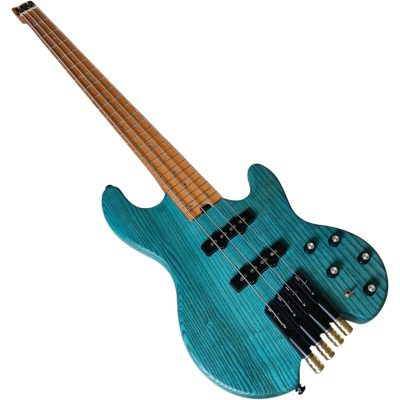 Custom Dynasty Space Teal Green Headless 4 String Bass - Image 3